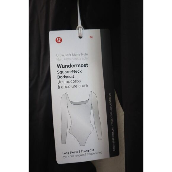 Lululemon Women's Sz M Black Wundermost Nulu Square Neck L/S Bodysuit *Shine - Picture 3 of 10